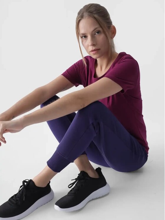 4F 4F Tričko 4FWMM00TTSHF1845-51S Fialová Slim Fit