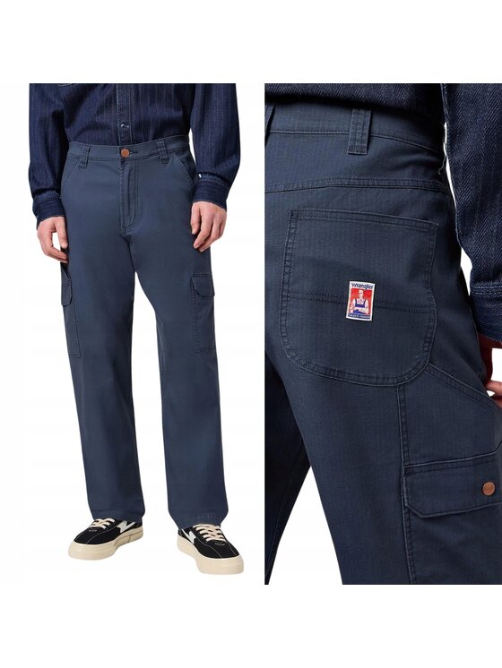 Wrangler Wrangler Spodnie materiałowe Casey Jones Utility Niebieski Relaxed Fit