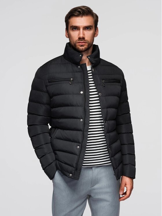 Ombre Ombre Kurtka przejściowa OM-JALP-0260 Czarny Regular Fit