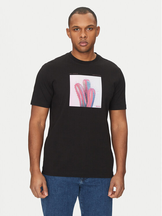 BOSS Tricou Te_Mextour 50535079 Negru Regular Fit