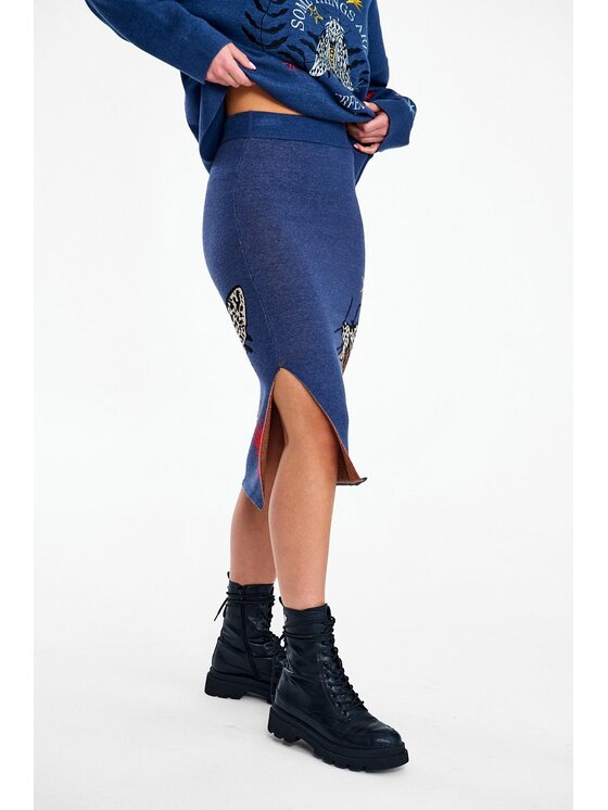 NAOKO NAOKO Sweter Mystic Wing Niebieski jasny Regular Fit