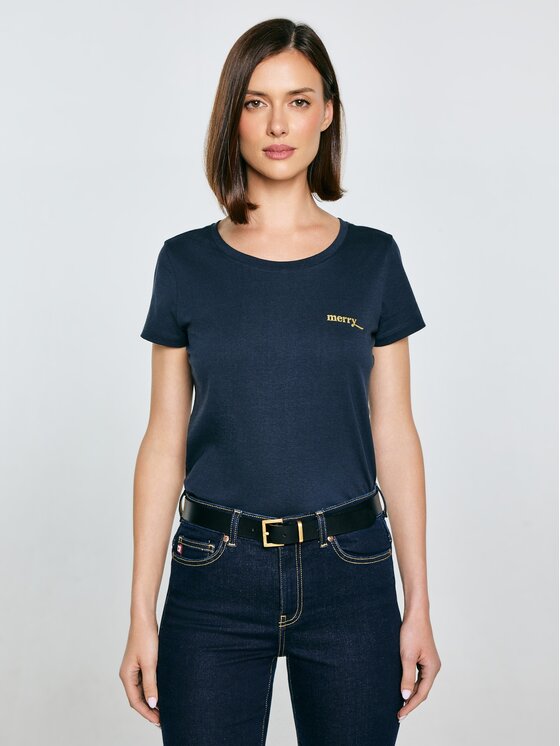 BIG STAR BIG STAR T-Shirt MERRA Granatowy Basic Fit