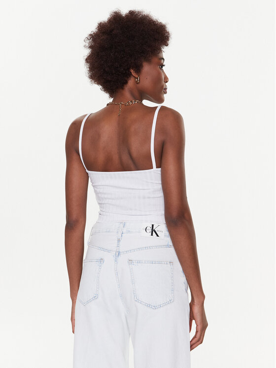 Calvin Klein Jeans Calvin Klein Jeans Top J20J221009 Bílá Slim Fit