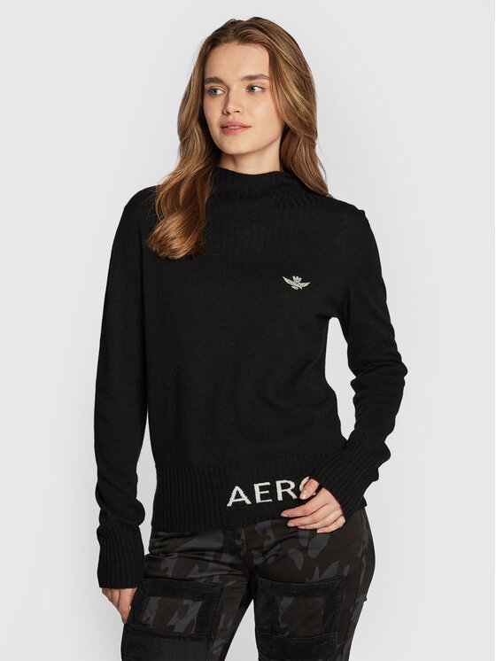 Aeronautica Militare Pulover 222MA1412DL476 Črna Regular Fit