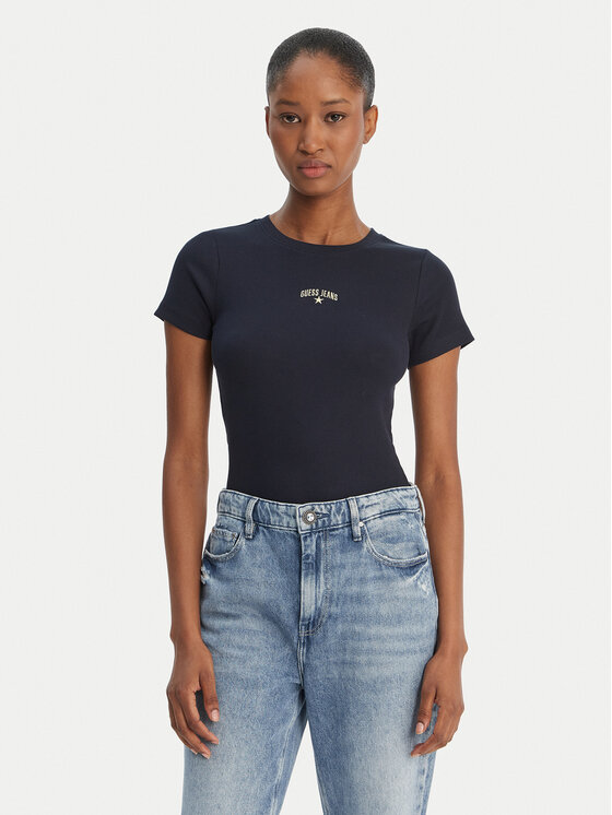 Guess Jeans Guess Jeans T-Shirt W6GPZ3 KA0H1 Tmavomodrá Slim Fit