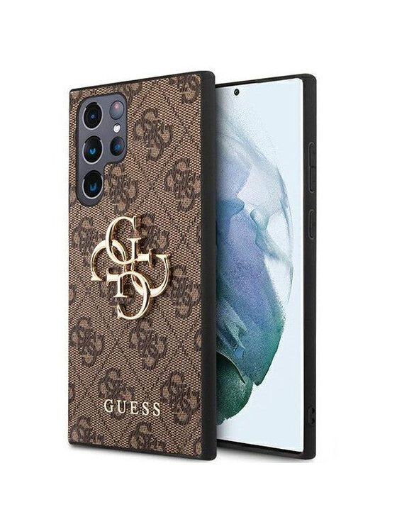 Guess Guess Etui na telefon Guess 4G Big Metal Logo Brązowy
