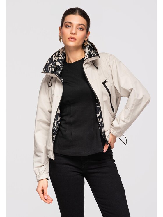 Ombre Ombre Kurtka przejściowa OW-JANP-0124 Beżowy Regular Fit