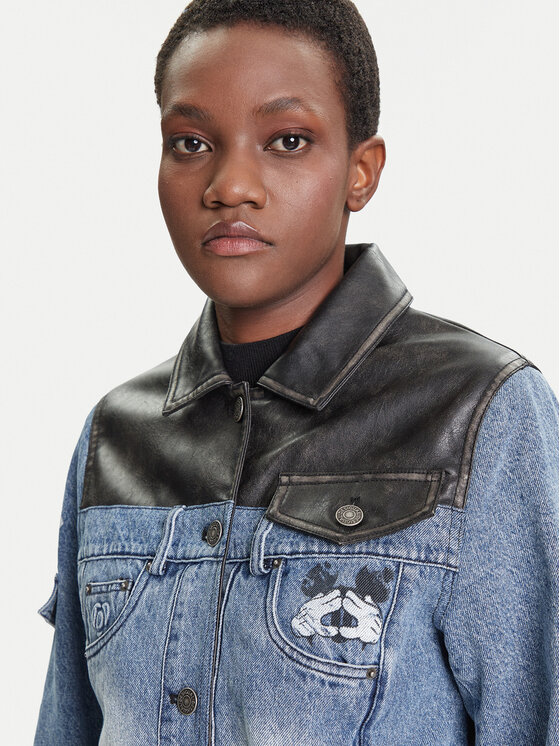 Desigual Desigual Jeansjacke Contrast Mickey 25WWED16 Blau Regular Fit