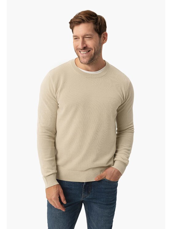 Volcano Volcano Sweter S-LOGAN Beżowy Regular Fit