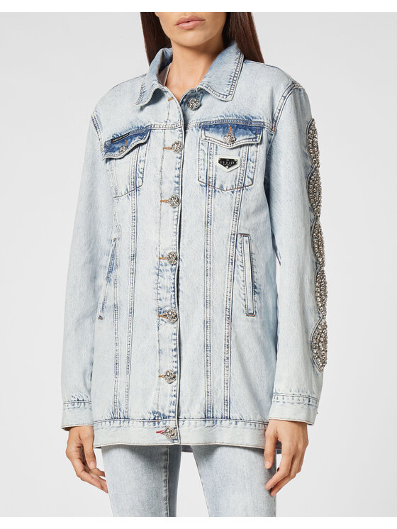PHILIPP PLEIN PHILIPP PLEIN Jeansová bunda 2891 Světle modrá Regular Fit