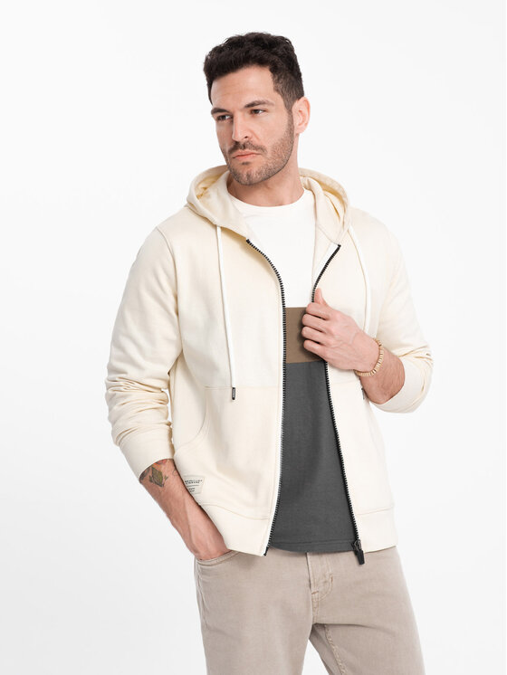 Ombre Ombre Mikina OM-SSBZ-0178 Écru Classic Fit