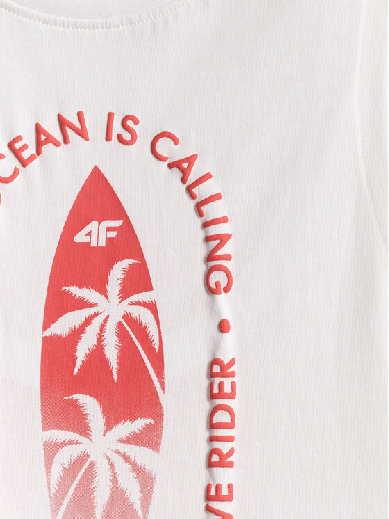 4F 4F T-Shirt BEACHSIDE CHILL Biały Regular Fit