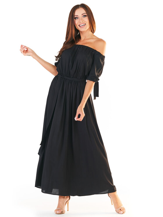 Awama Awama Sukienka letnia A357 Czarny Basic Fit