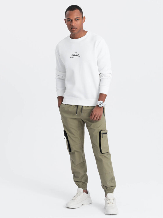 Ombre Ombre Joggers kalhoty OM-PAJO-0135 Khaki Cargo Fit