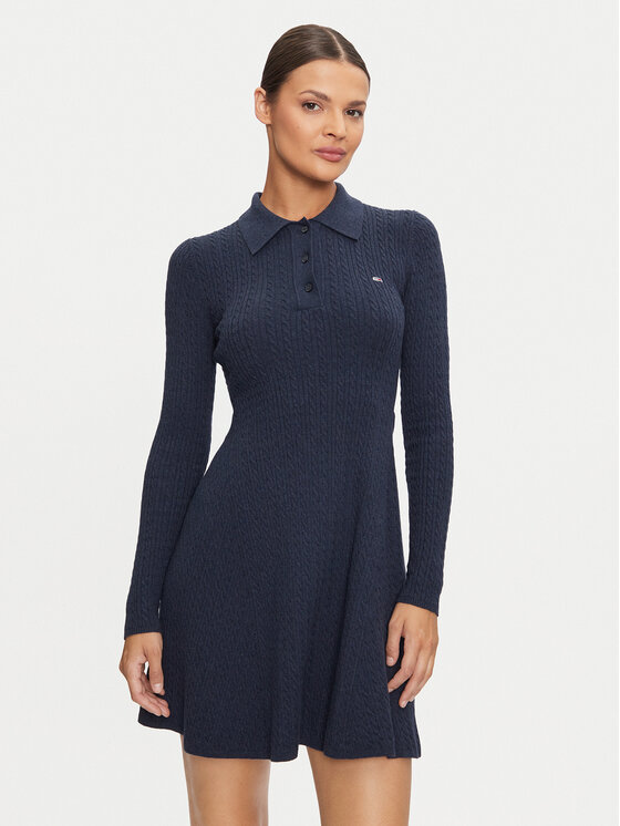 Tommy Jeans Tommy Jeans Rochie tricotată DW0DW19658 Bleumarin Slim Fit