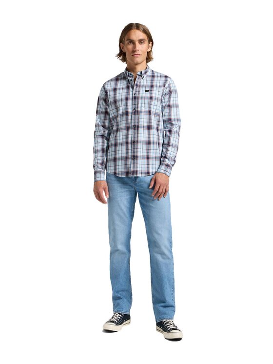 Lee Lee Koszula BUTTON DOWN Szary Regular Fit