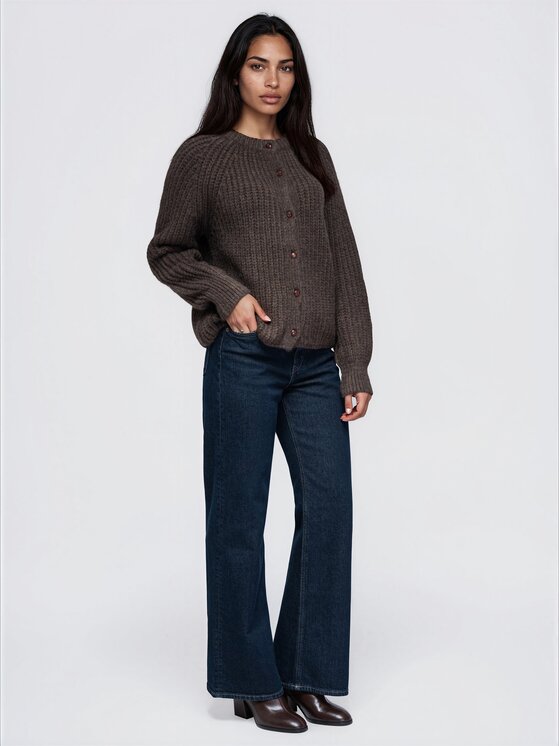 Ombre Ombre Sweter OW-SW-E0071 Brązowy Relaxed Fit