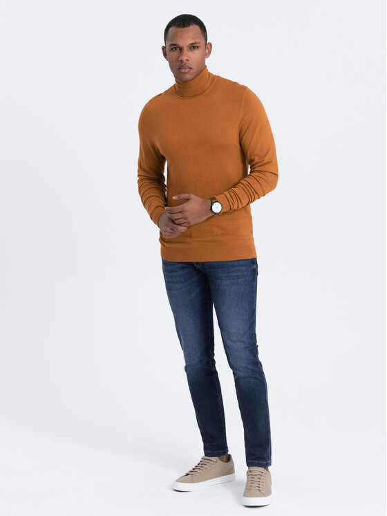 Ombre Ombre Sweter OM-SWTN-0101 Beżowy Regular Fit