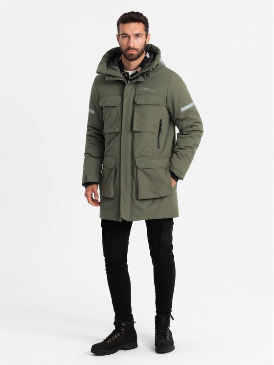 Ombre Ombre Parka OM-JALJ-0169 Khaki Regular Fit