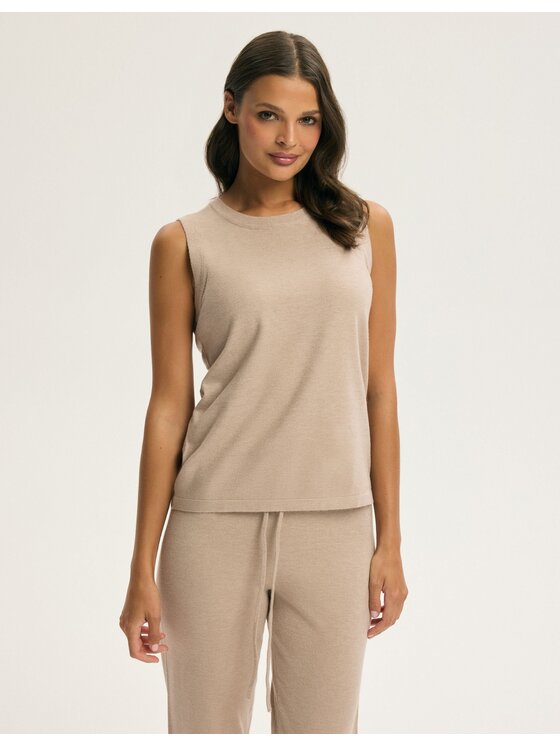 Esotiq Esotiq Top 44069 Beżowy Regular Fit