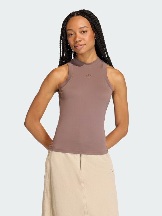 adidas adidas Top tank Brązowy Slim Fit