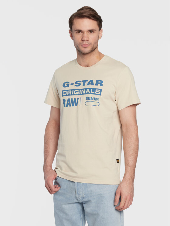 G-Star Raw T-Shirt Original Label D22204-336-D309 Beige Regular Fit