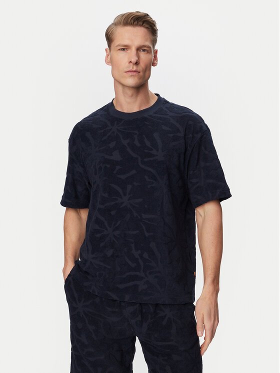 BOSS Tricou Flower 50559227 Bleumarin Regular Fit