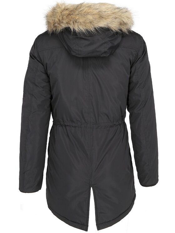 Perso Perso Kurtka zimowa typu parka z kapturem Czarny Regular Fit