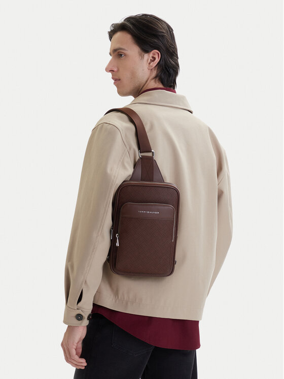 Tommy Hilfiger Tommy Hilfiger Τσαντάκι Th Flag Monogram Sling Pack AM0AM14140 Καφέ