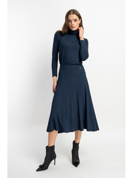 CLICK CLICK Midi sukně 50-714 Tmavomodrá Classic Fit
