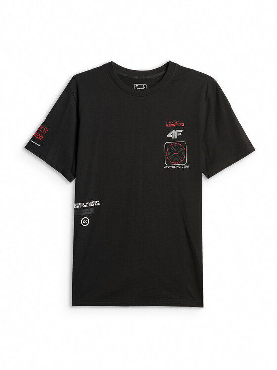 4F 4F T-Shirt WHEEL & WAVE Czarny Regular Fit