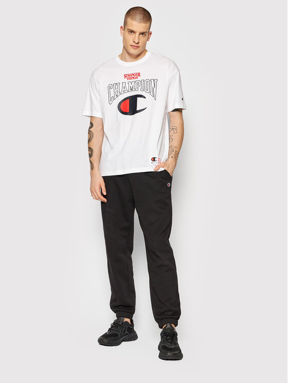 Champion Champion T-särk Unisex STRANGER THINGS Logo 217757 Valge Custom Fit