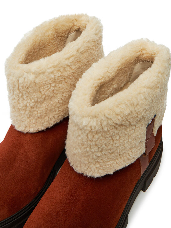 Tommy Hilfiger Tommy Hilfiger Škornji Faux Fur Suede Roll-Down Boot FW0FW08158 Rjava