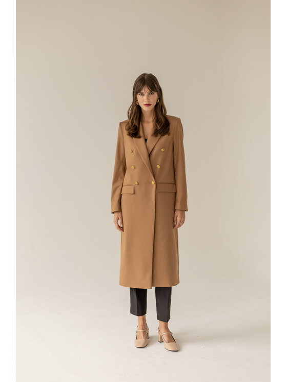 Entelier Entelier Trencz trencz dwurzędowy Beżowy Comfortable Fit