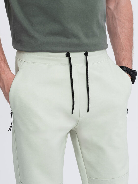 Ombre Ombre Spodnie dresowe OM-PASK-0142 Zielony Regular Fit