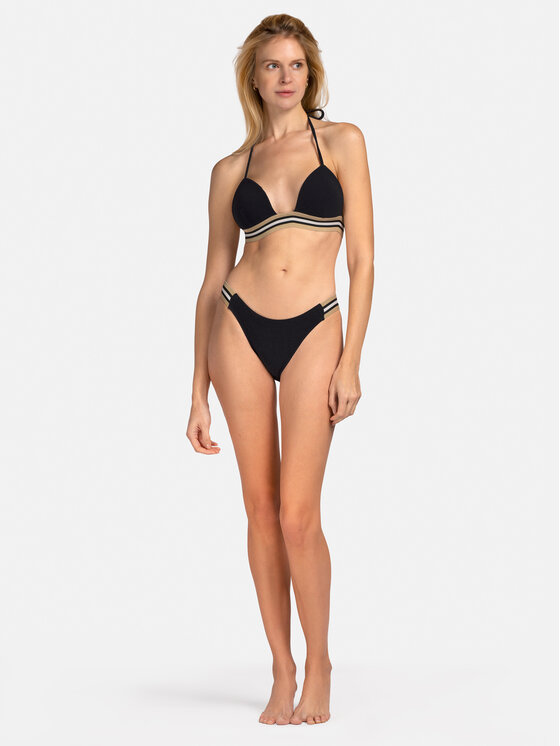 Miss Lou Miss Lou Bikini pezzo sopra G-AB2-CZ Nero