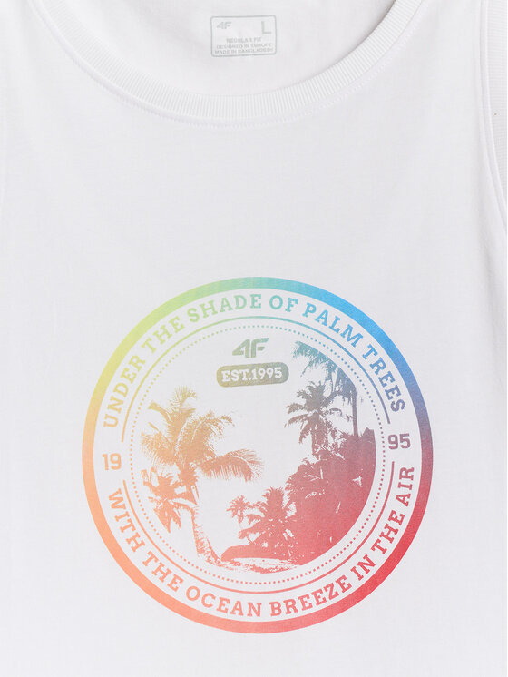 4F 4F Tank top 4FWSS26TSLEM248-10S Bílá Regular Fit