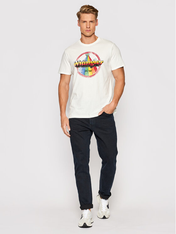 Wrangler Wrangler T-shirt Rainbow W7J9D3737 112141559 Bianco Regular Fit