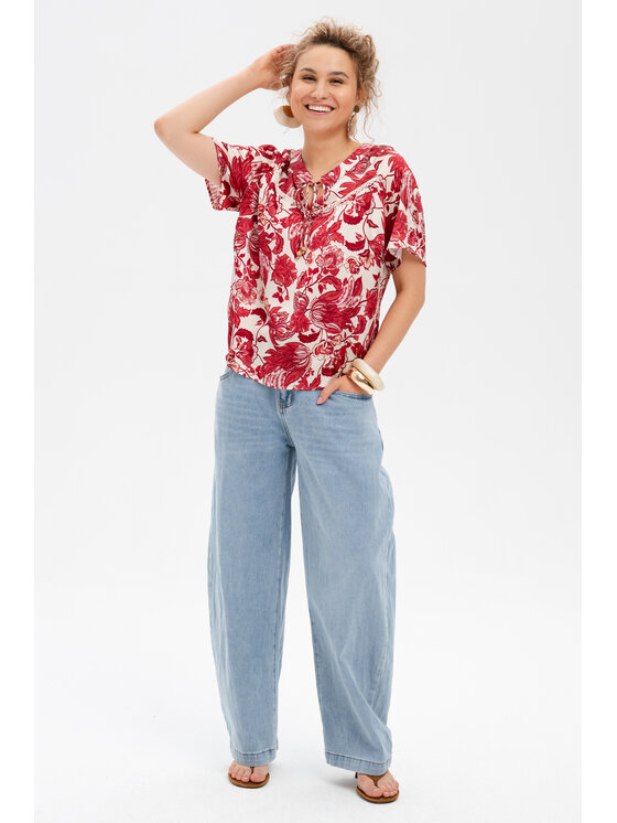 blue shadow blue shadow Bluzka Gala Czerwony Regular Fit