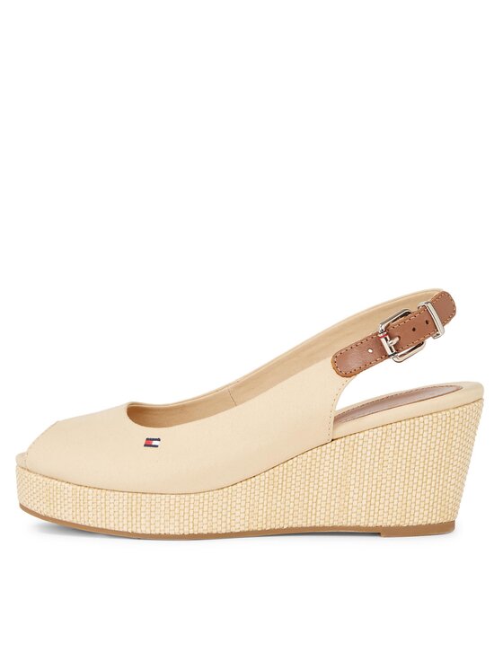 Tommy Hilfiger Tommy Hilfiger Espadrilles Iconic Elba Sling Back Wedge FW0FW04788 Beige