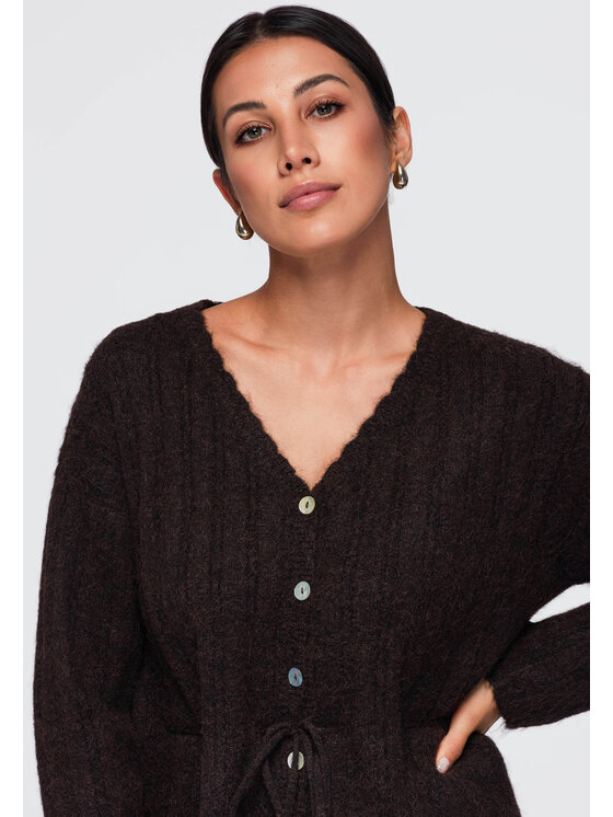Ombre Ombre Sweter OW-SW-E0012 Brązowy Regular Fit