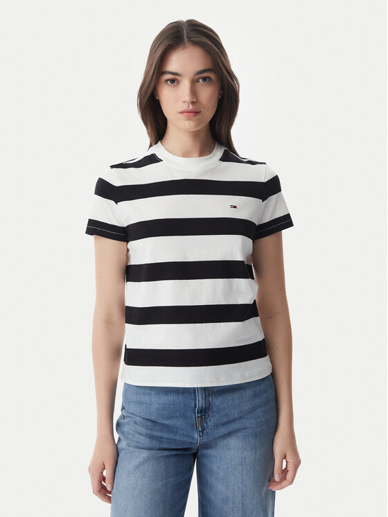 Tommy Jeans Póló Flag DW0DW23801 Fekete Regular Fit