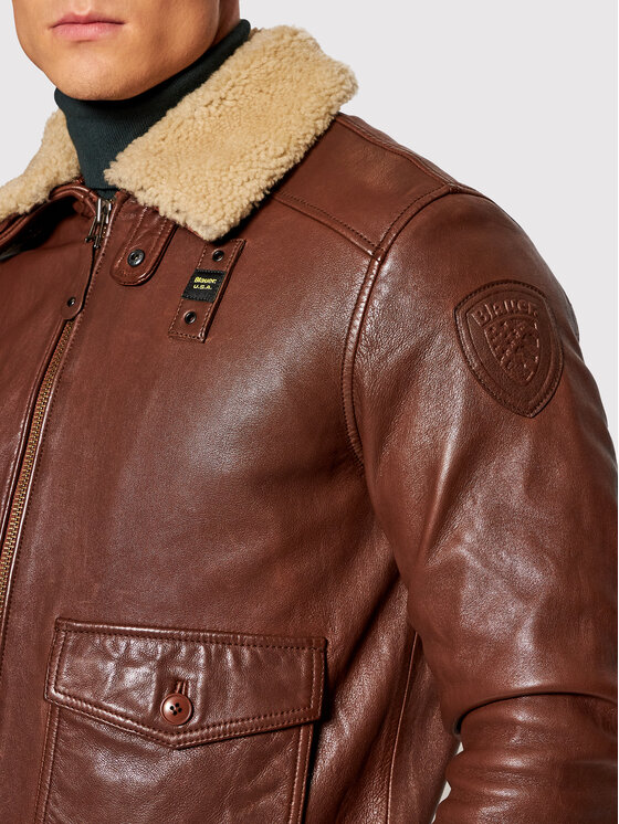 Blauer Blauer Μπουφάν δερμάτινο Andre 21WBLUL01186 005518 Καφέ Regular Fit