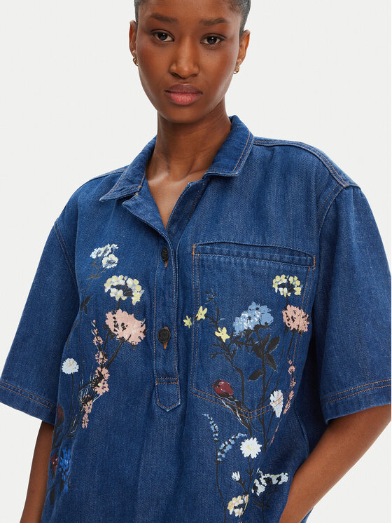 Munthe Munthe Jeans srajca Phor 252100525203 Modra Loose Fit