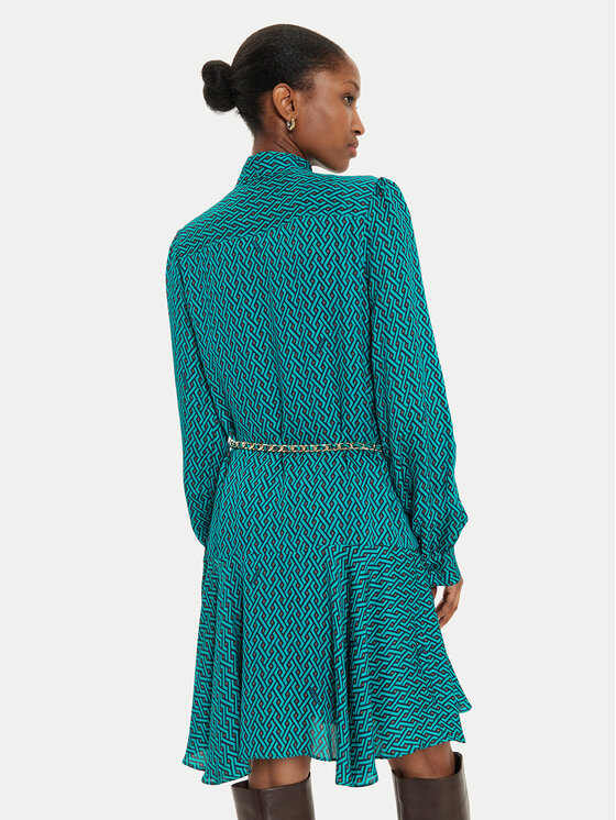 Fracomina Fracomina Rochie tip cămașă FR24WD1003W731O9 Verde Regular Fit