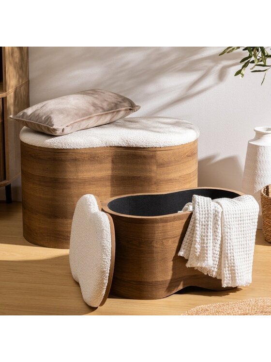 MIAhome MIAhome Zestaw skrzyń 2 szt. MDF, bouclé Loe 72x45x40,5 cm Brązowy
