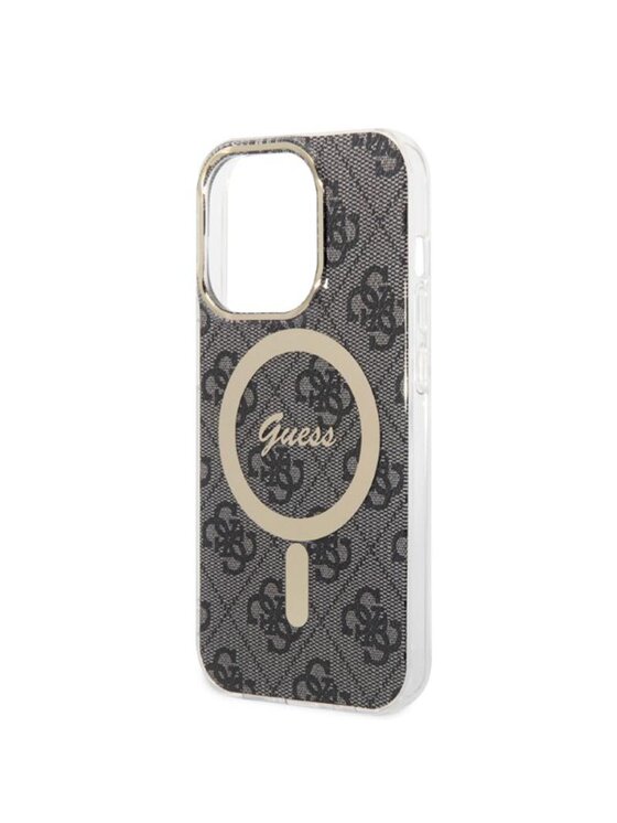Guess Guess Etui na telefon 4G Metal Gold Logo Czarny