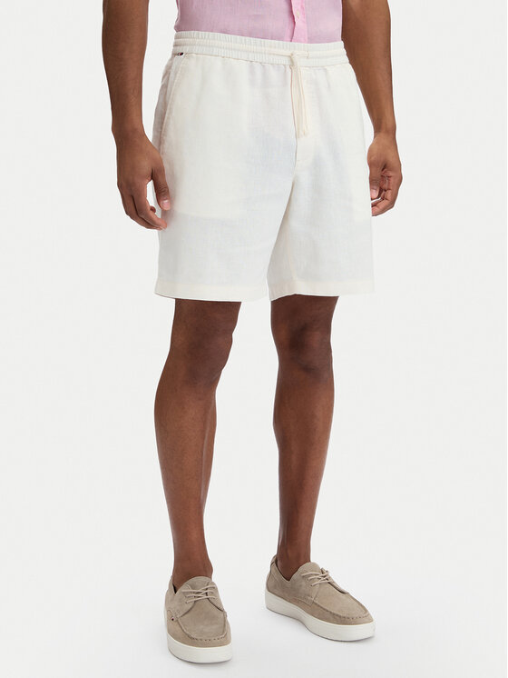 Tommy Hilfiger Pantalon scurți din material Dover MW0MW44358 Alb Regular Fit