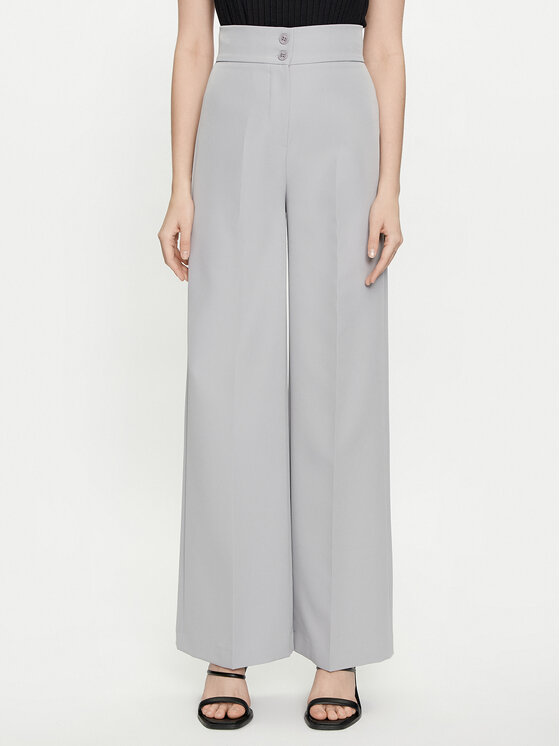 Maryley Maryley Hlače iz tkanine 24EB680/43LU Siva Wide Leg