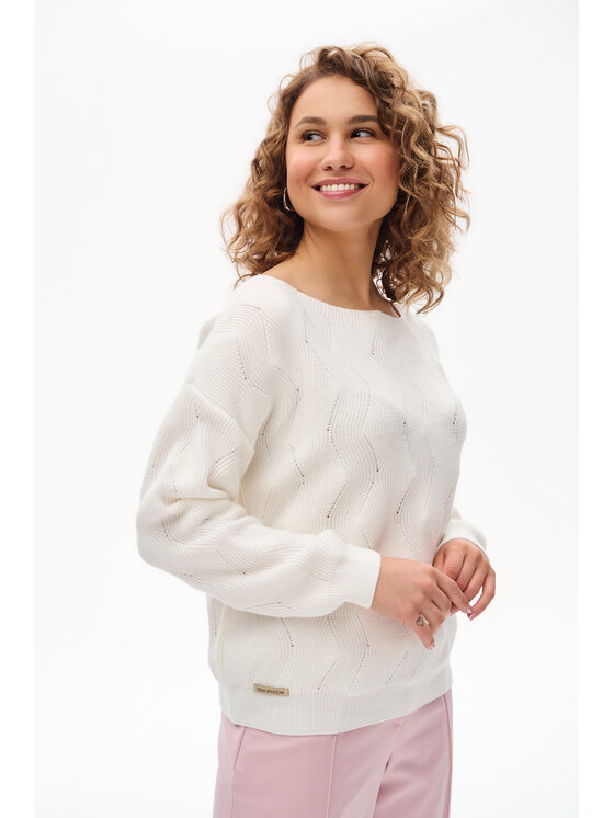 blue shadow blue shadow Sweter Reso Biały Regular Fit